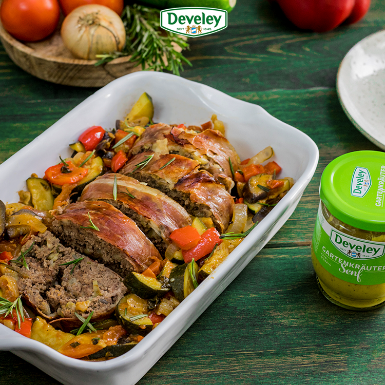 Rezept, Gericht von Develey: Hackbraten mit Gartenkräuter Senf